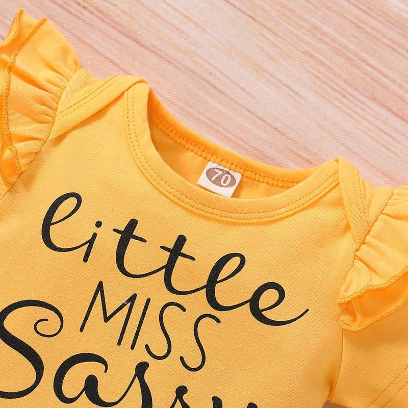 Yvowming Newborn Baby Girl Clothes Infant Baby Ruffle Romper +Pants + Headband 3 PCS Outfits Set Little Sassy-short Sleeve - Image 4